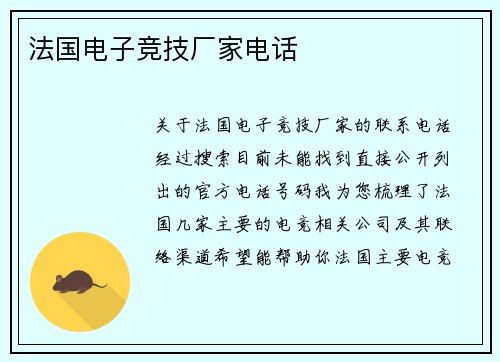 法国电子竞技厂家电话